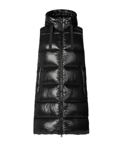 Save The Duck Drawstring Hooded Vest In Black