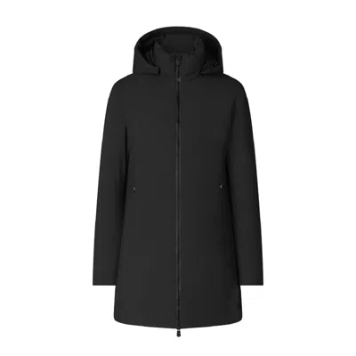 Save The Duck Eco-friendly Long Jacket With Removable Hood In Black