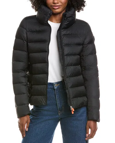 Save The Duck Eleonora Short Basic Funnel Neck Jacket In Black