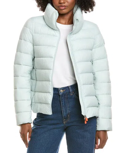 Save The Duck Eleonora Short Basic Funnel Neck Jacket In Blue