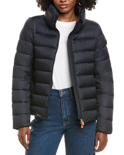 Save The Duck Eleonora Short Basic Funnel Neck Jacket In Black
