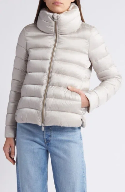 Save The Duck Elly Water Resistant Puffer Jacket In Rainy Beige