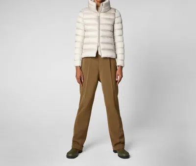 Save The Duck Elsie Puffer Jacket In Rainy Beige In White