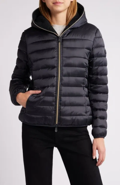 Save The Duck Elvira Quilted Water Repellent Hooded Puffer Jacket In Black