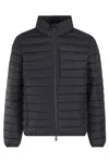 Save The Duck Logo-patch Padded Hooded Jacket In Black
