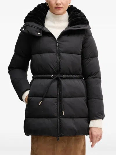 Save The Duck Faux-fur Hooded Puffer Jacket In Black