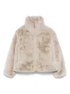 Save The Duck Faux Fur Jacket With Zip  In Neutral