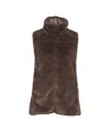 Save The Duck Faux Fur Waistcoat With High Collar And Plumtech Padding In Brown