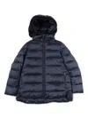 Save The Duck Faye Coat With Fur Hood In Blue