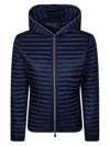 Save The Duck Fitted Horizontal Stitching Recycled Jacket In Blue