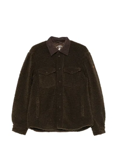 Save The Duck Fleece Corduroy-collar Shirt Jacket In Brown