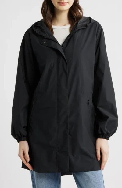 Save The Duck Fleur Water Resistant Hooded Raincoat In Black