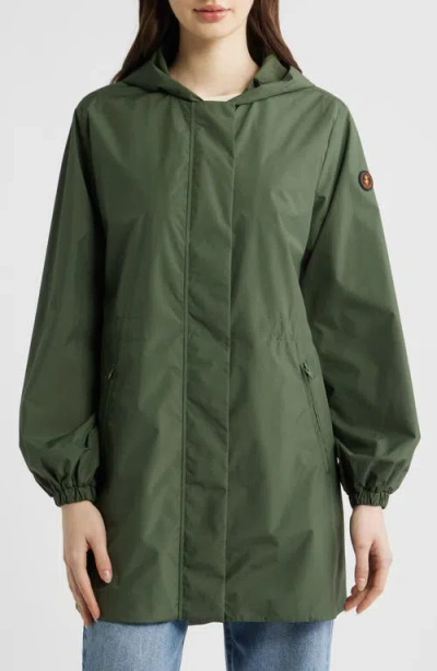 Save The Duck Fleur Water Resistant Hooded Raincoat In Green