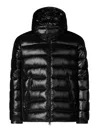 Save The Duck Florian Down Jacket With Lacquered Finish And Removable Hood Clothing In Black