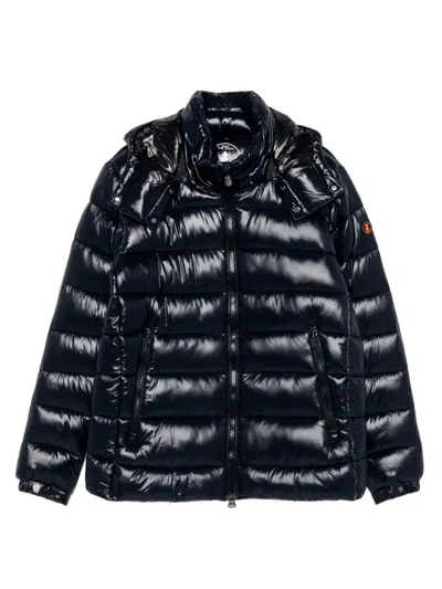 Save The Duck Florian Down Jacket With Lacquered Finish And Removable Hood In Black
