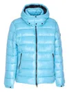 Save The Duck Florian Down Jacket With Lacquered Finish And Removable Hood In Blue