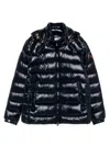 Save The Duck Florian Down Jacket With Lacquered Finish And Removable Hood Clothing In Blue