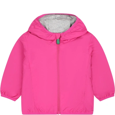 Save The Duck Fuchsia Coco Windbreaker For Baby Girl With Logo