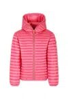 Save The Duck Fuchsia Down Jacket For Girl With Logo