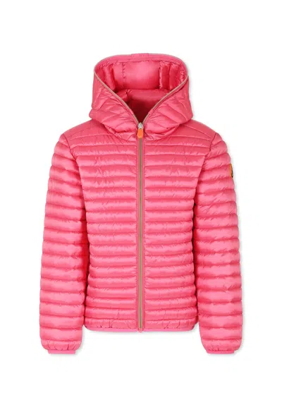 Save The Duck Kids' Fuchsia Down Jacket For Girl With Logo