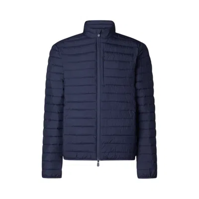 SAVE THE DUCK FUNCTIONAL BLUE JACKET WITH STAND-UP COLLAR AND DOUBLE-SLIDER ZIP