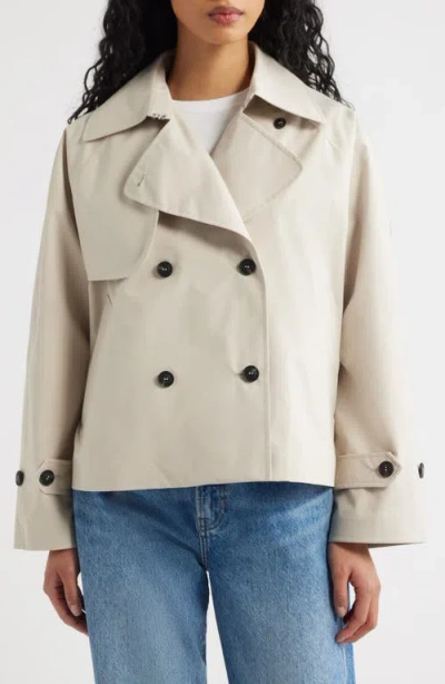 Save The Duck Garbo Waterproof Crop Trench Coat In Neutral