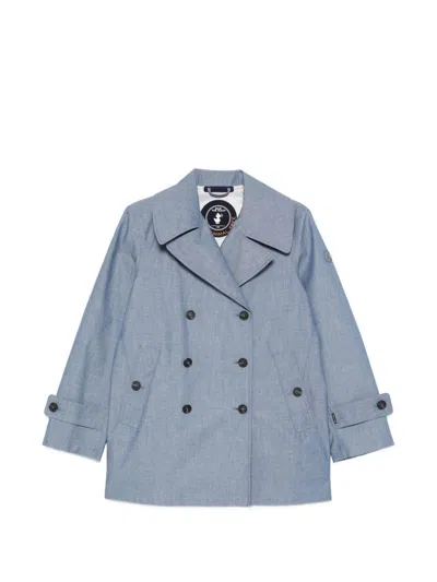 SAVE THE DUCK Sela double-breasted sky grey jacket SAVE THE DUCK
