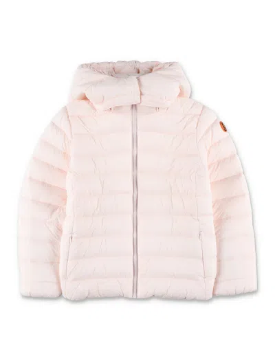 Save The Duck Girls Hooded Puffer Jacket In Pink