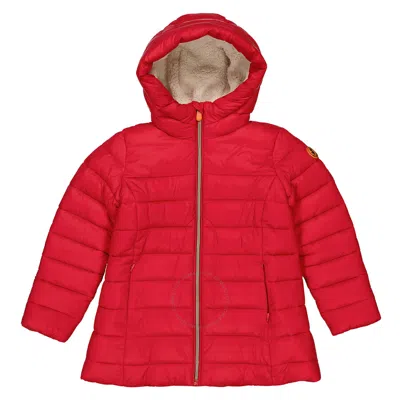 Save The Duck Girls Tango Red Meryl Hooded Puffer Coat