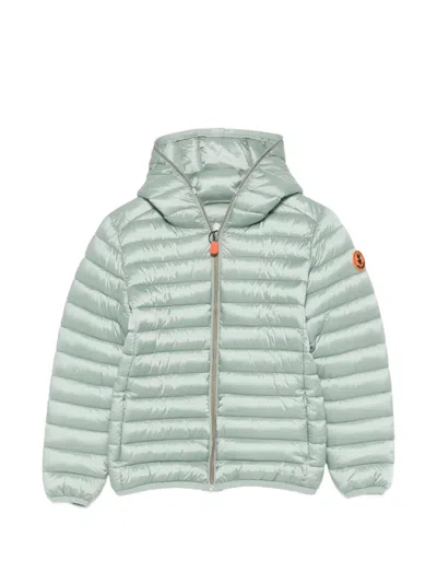Save The Duck Kids' Giubbini Quilted Hooded Jacket In Green