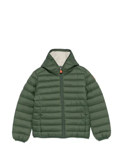 Save The Duck Kids' Giubbini Quilted Hooded Jacket In Green