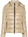 Save The Duck Glossy Quilted Jacket With Detachable Hood In Neutral