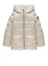 Save The Duck Beige Down Jacket For Girl With Logo In Beige