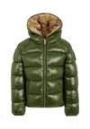 Save The Duck Green Artie Down Jacket For Boy With Logo In Green