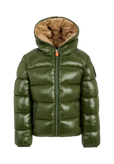 Save The Duck Kids' Green Artie Down Jacket For Boy With Logo
