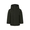 Save The Duck Black Down Jacket For Boy With Logo In Green