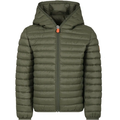 Save The Duck Kids' Green Giga Down Jacket For Boy With Logo