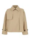 Save The Duck 'greta' Beige Trench Coat With Pointed Collar And Logo Patch On The Sleeve In Neutrals