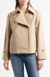 Save The Duck 'greta' Beige Trench Coat With Pointed Collar And Logo Patch On The Sleeve In Stardust Beige