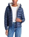 Save The Duck Gretel Faux Shearling Hooded Puffer Jacket In Blue