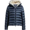Save The Duck Gretel Faux Shearling Lining Hooded Puffer Jacket In Blue