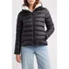 Save The Duck Gretel Faux Shearling Lining Hooded Puffer Jacket In Brown