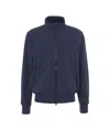 Save The Duck High Collar Water-resistant Jacket With Logo Applique In Blue