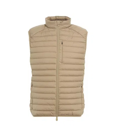 Save The Duck High Neck Padded Vest In Beige