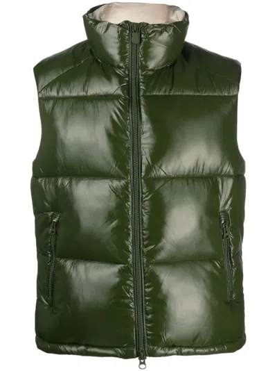 Save The Duck High-shine Finish Padded Gilet In Green