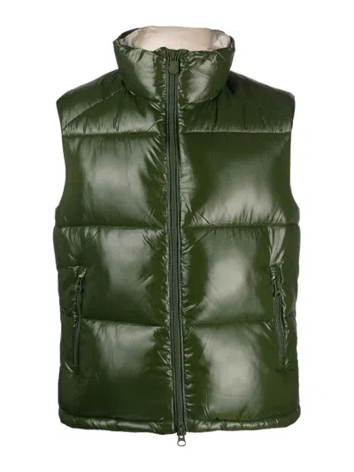 Save The Duck High-shine Padded Gilet In Green