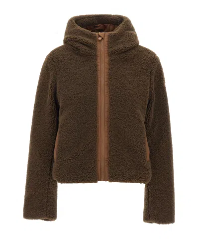 Save The Duck Hikari Teddy Hooded Jacket In Brown
