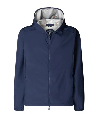 Save The Duck Hooded Casual Jacket In Blue