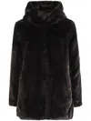 Save The Duck Bridget Black Reversible Jacket With Front Zip Closure In Ecofur Woman In Brown