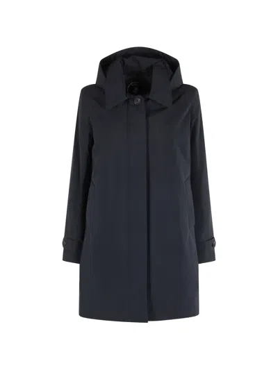 Save The Duck Hooded Concealed-fastening Jacket In Blue